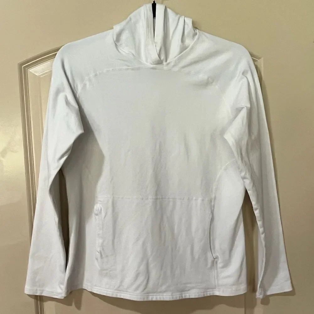 PRANA Long Sleeve Hooded Pullover Kangaroo Pocket White Women’s Size Large